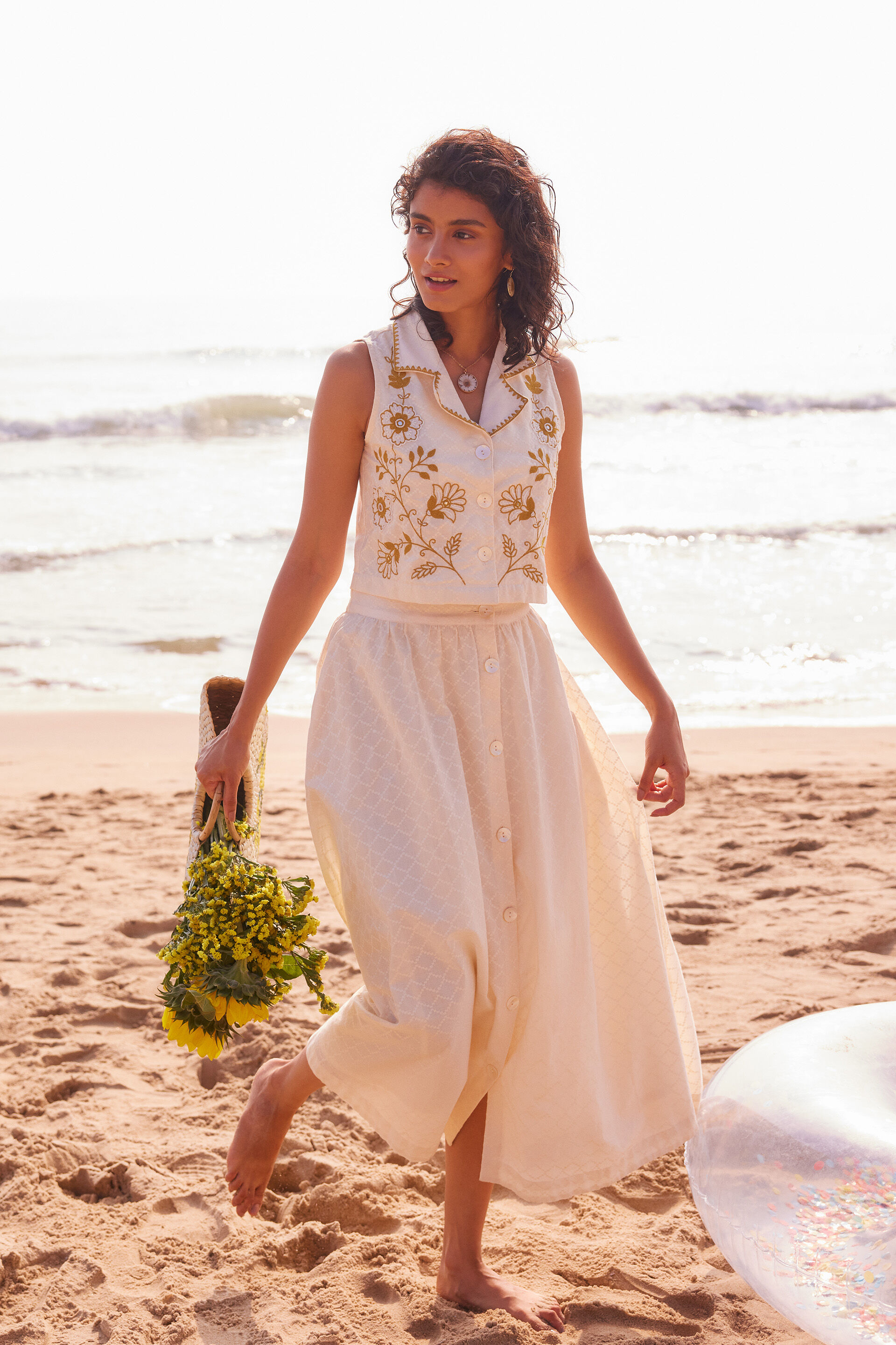 Petal Pop Skirt Set, Off White, image 2